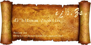 Öhlbaum Zsaklin névjegykártya